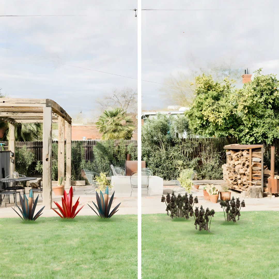 Metall Deko Agave Pflanze Garten Skulptur
