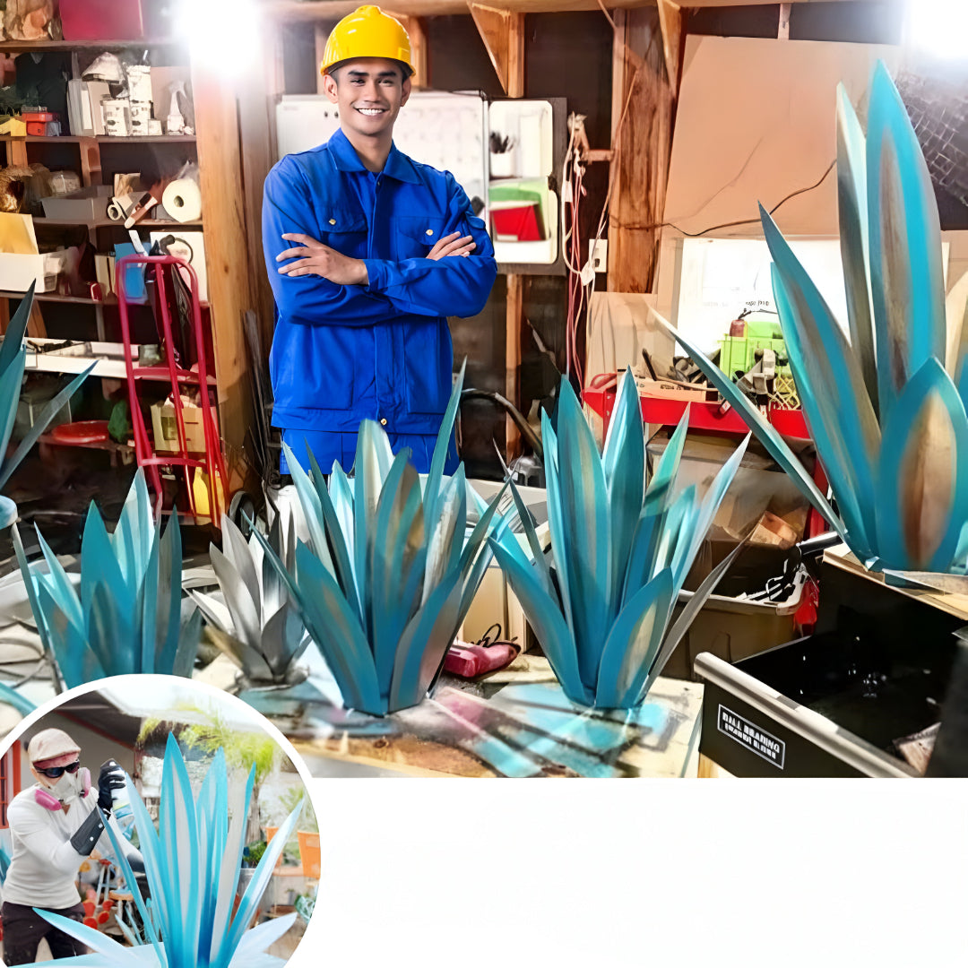 Metall Deko Agave Pflanze Garten Skulptur