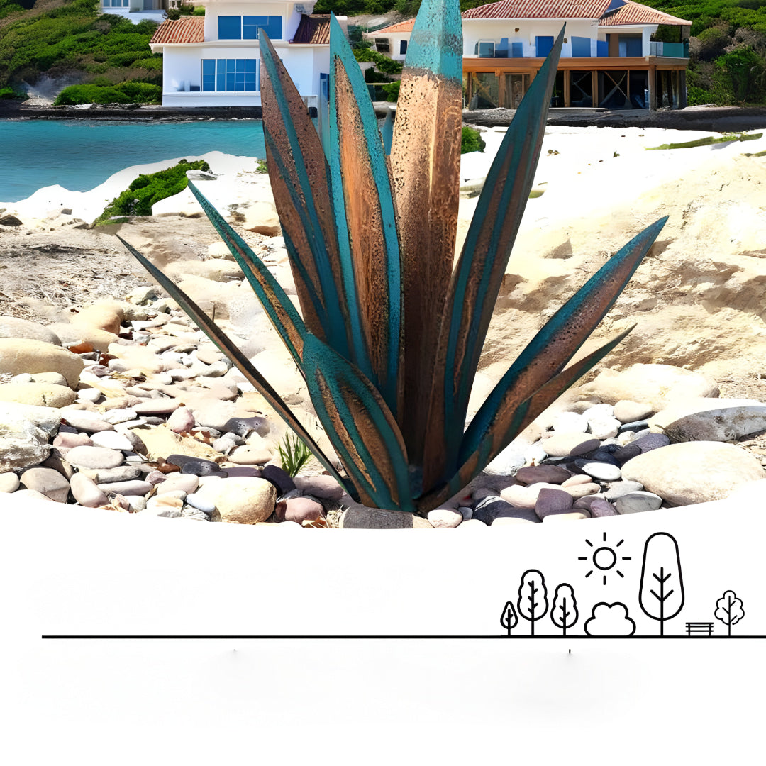 Metall Deko Agave Pflanze Garten Skulptur