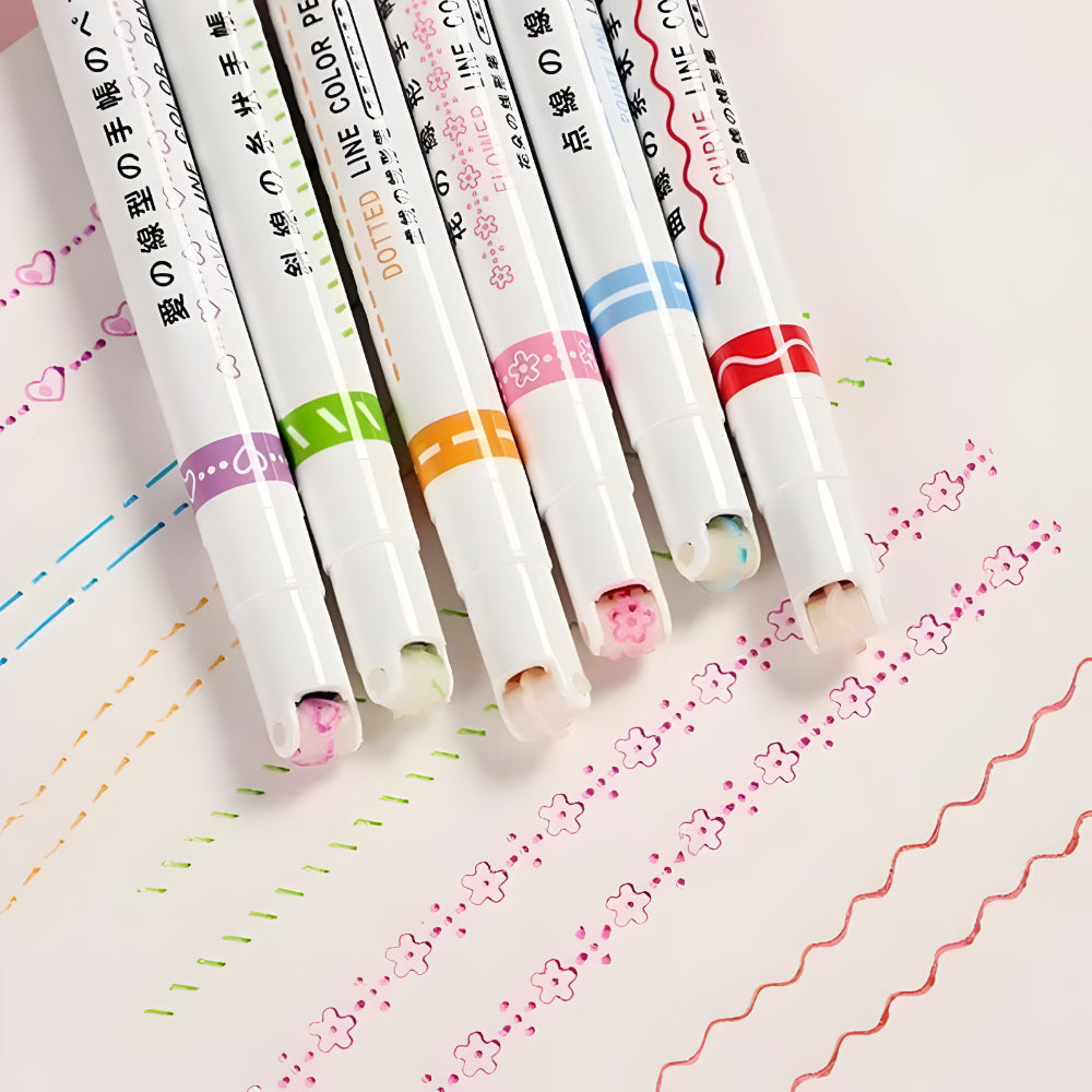 Marker Set Bunte Kurven Highlighter