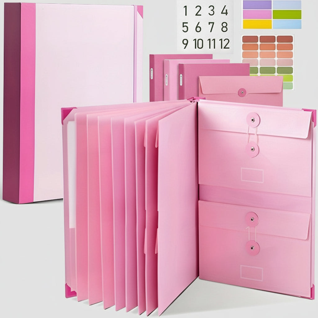 Pink Folder Organizer Kit Office Home Organization