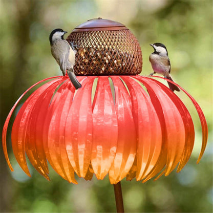 Comedero para pájaros con forma de flor Colgante de metal para jardín y balcón