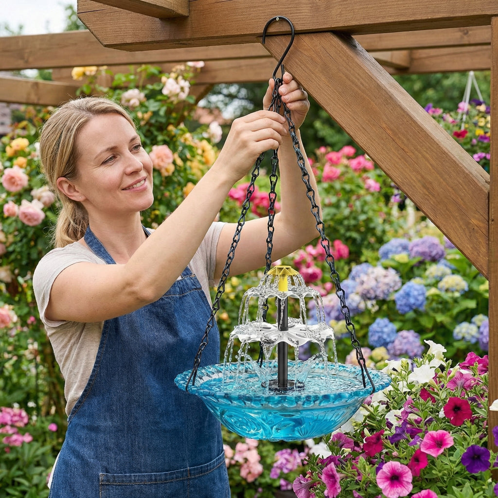 Fontaine suspendue bain d'oiseaux source d'eau apaisante jardin terrasse
