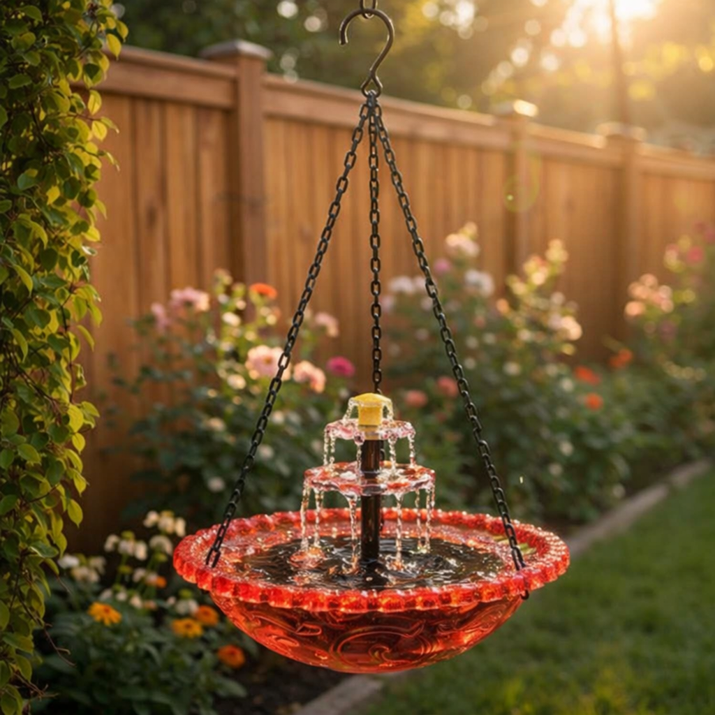 Fontaine suspendue bain d'oiseaux source d'eau apaisante jardin terrasse
