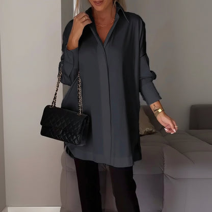 Chemisier polo femme Chemisier long Haut ample à manches longues