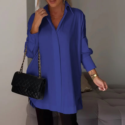 Chemisier polo femme Chemisier long Haut ample à manches longues