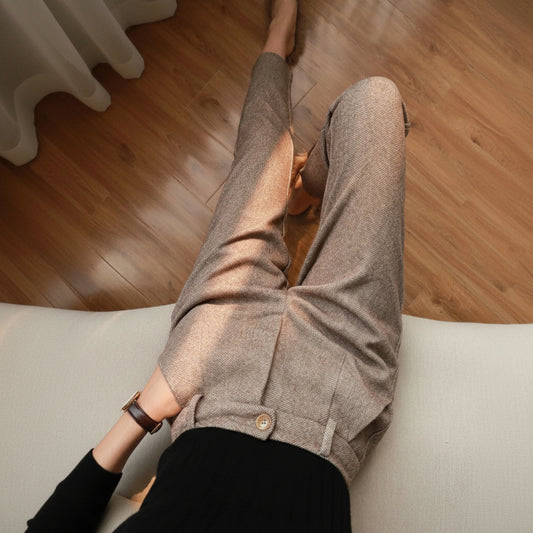 Pantalon Pantalon en tissu Sur mesure Droit Femme