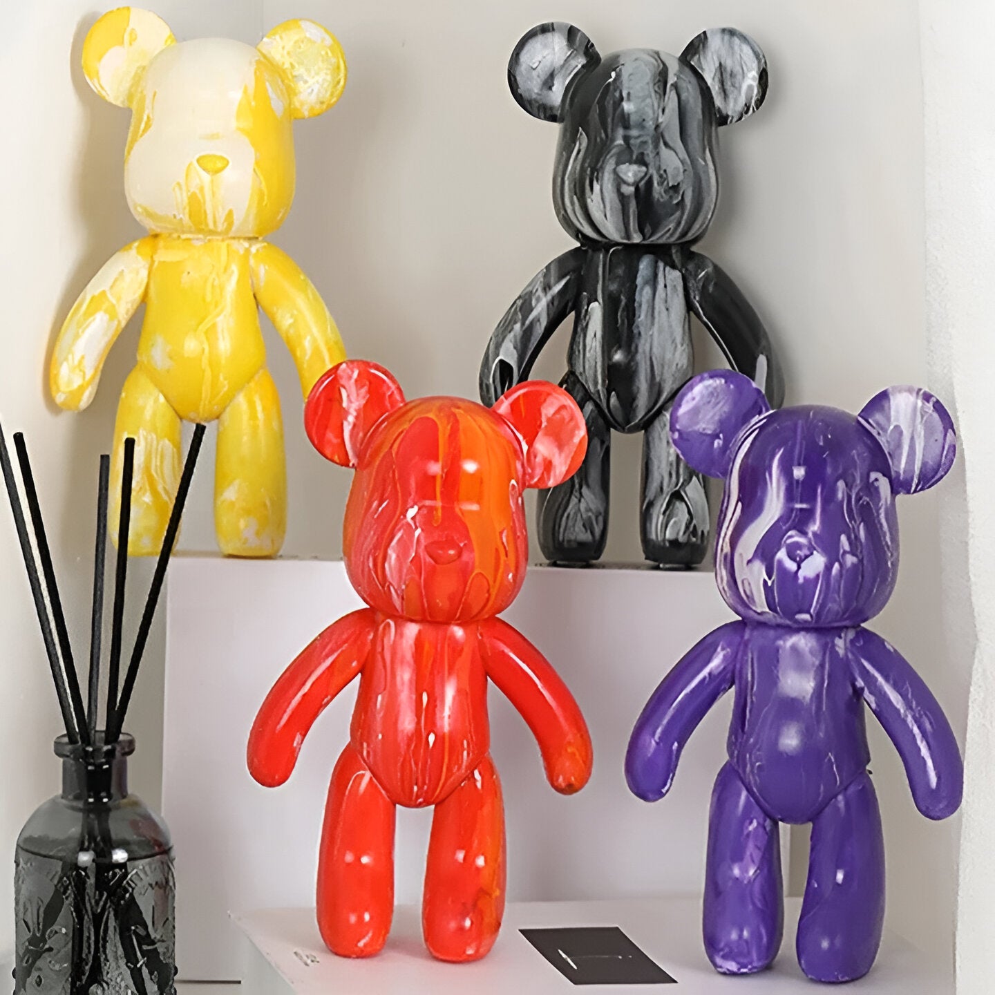 Wohnzimmer Deko Figur Bunter Kunstharz Bär