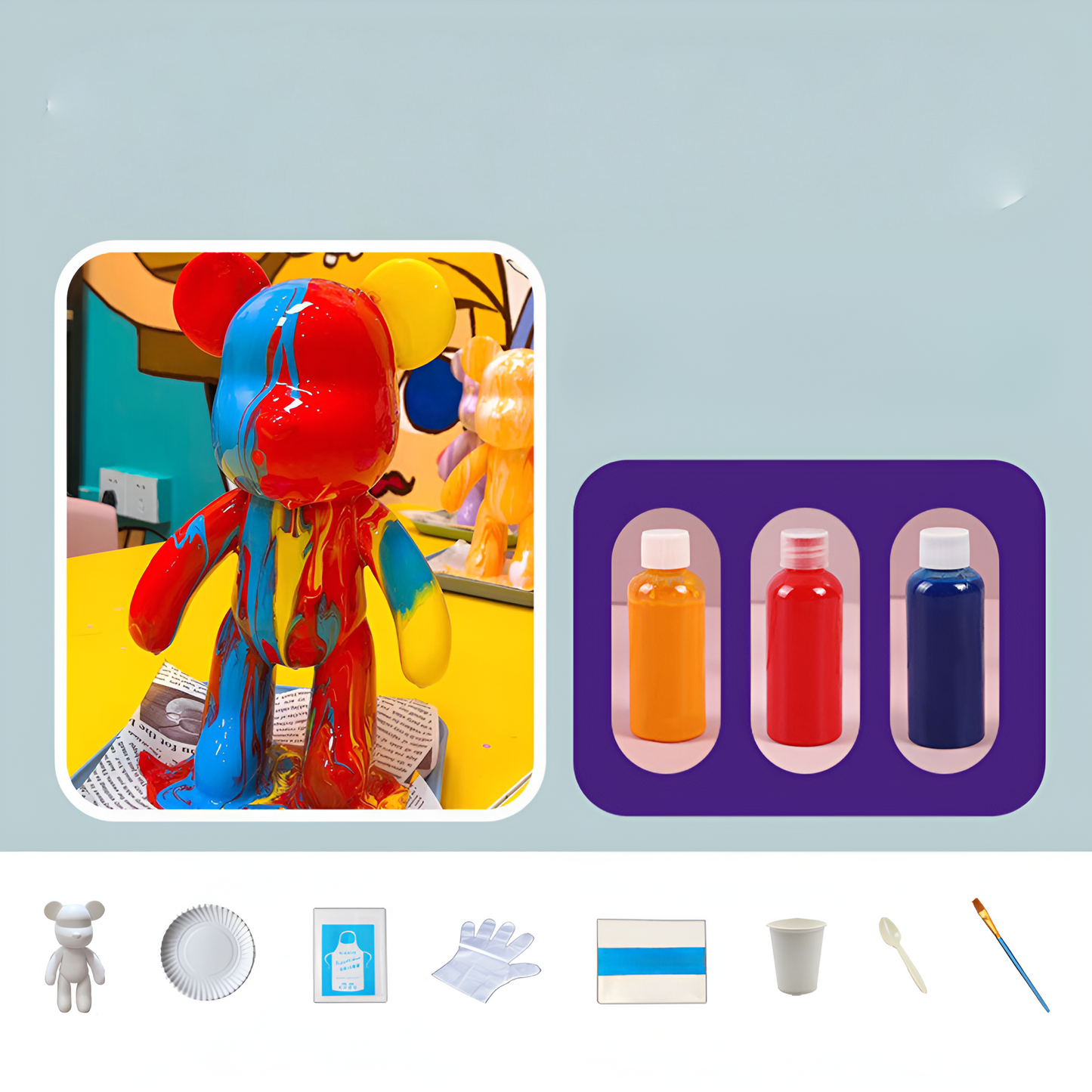 Wohnzimmer Deko Figur Bunter Kunstharz Bär