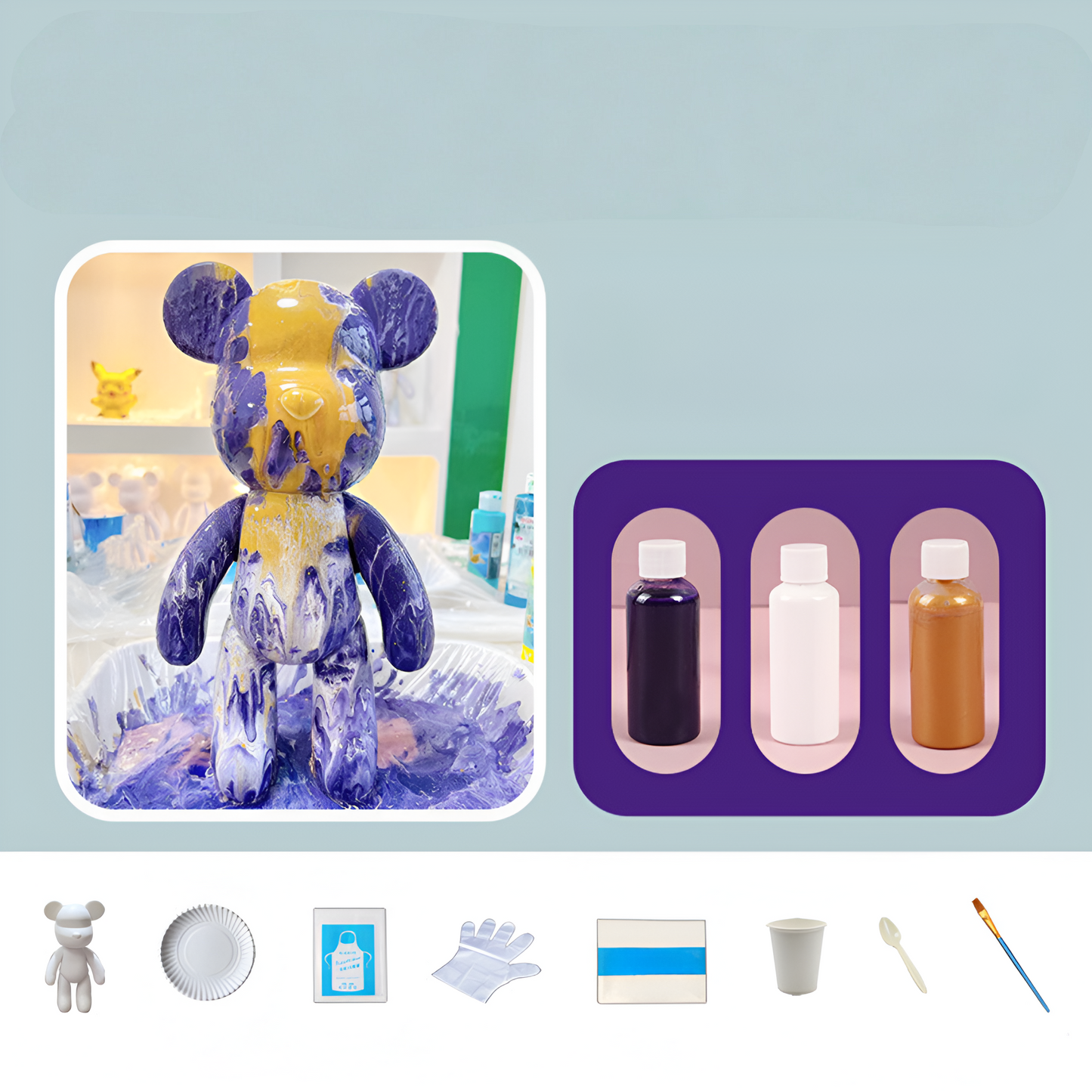 Wohnzimmer Deko Figur Bunter Kunstharz Bär