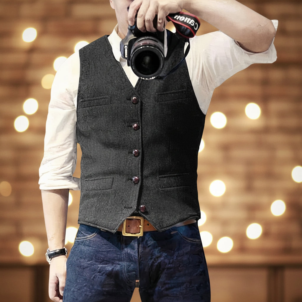 Button Up Weste Casual Fashion Design - Image 2