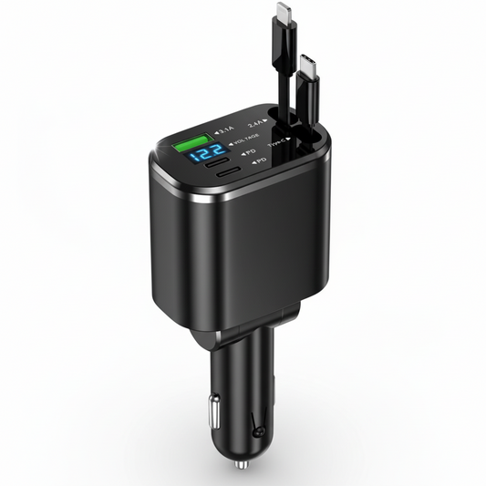 Caricatore Auto 5-in-1 Retrattile con USB