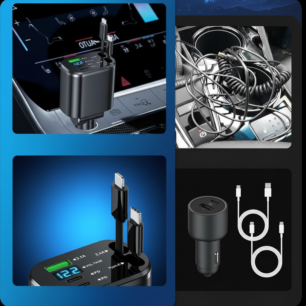 Caricatore Auto 5-in-1 Retrattile con USB - Image 3