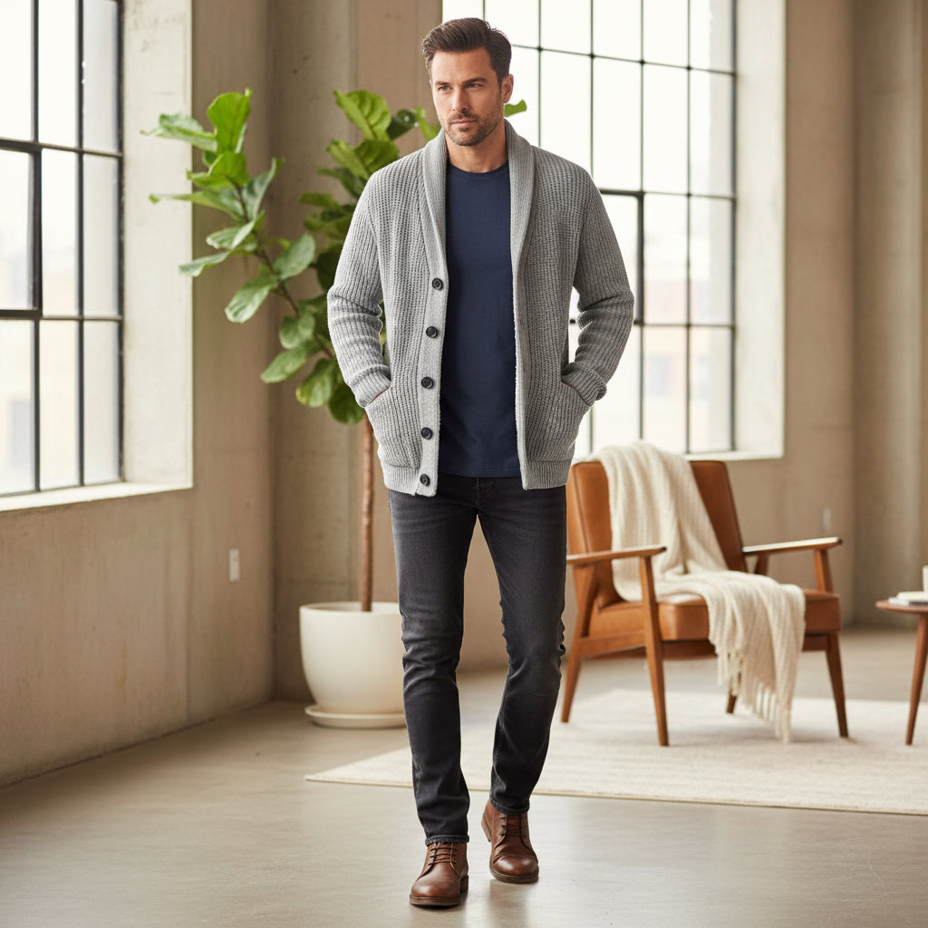 Casual Strickjacke Knopfverschluss - Image 5
