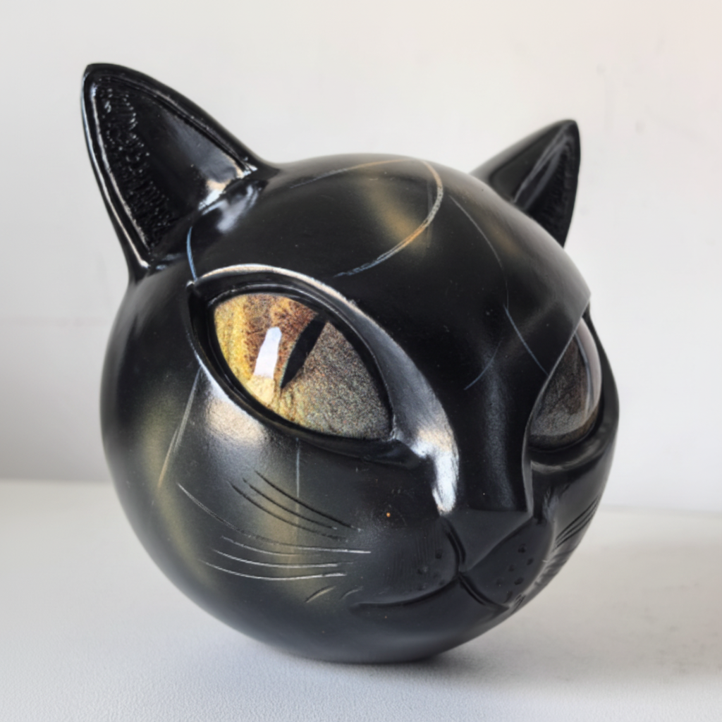 Mystical Cat Head Sculpture – Artistic Home Decor with Enchanting Detail - Image 2