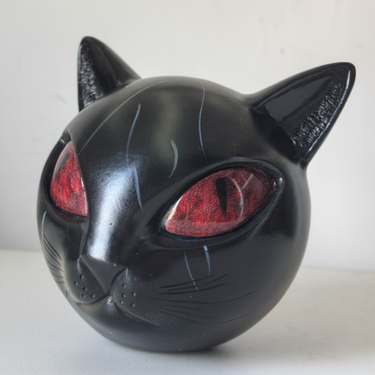 Mystical Cat Head Sculpture – Artistic Home Decor with Enchanting Detail - Image 3