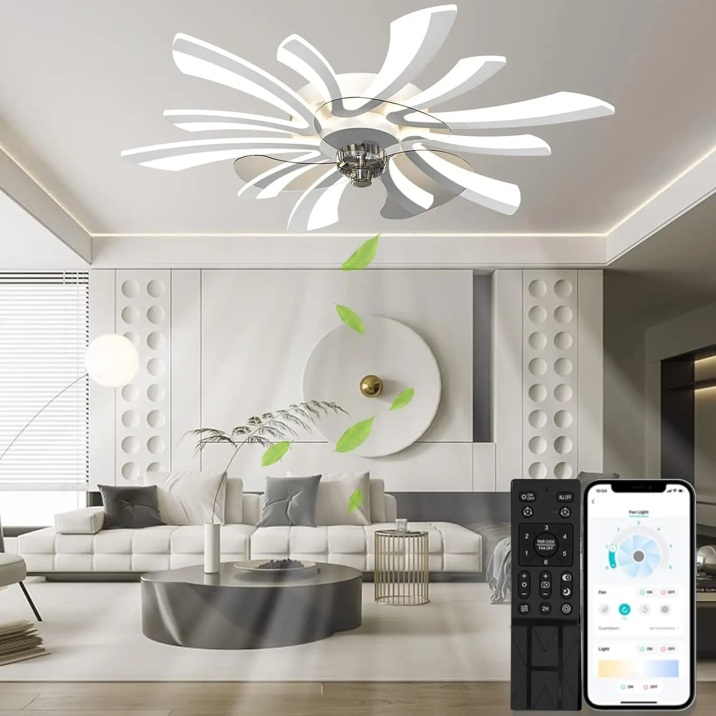 Ventilatore Soffitto LED Telecomando Lampada Moderna