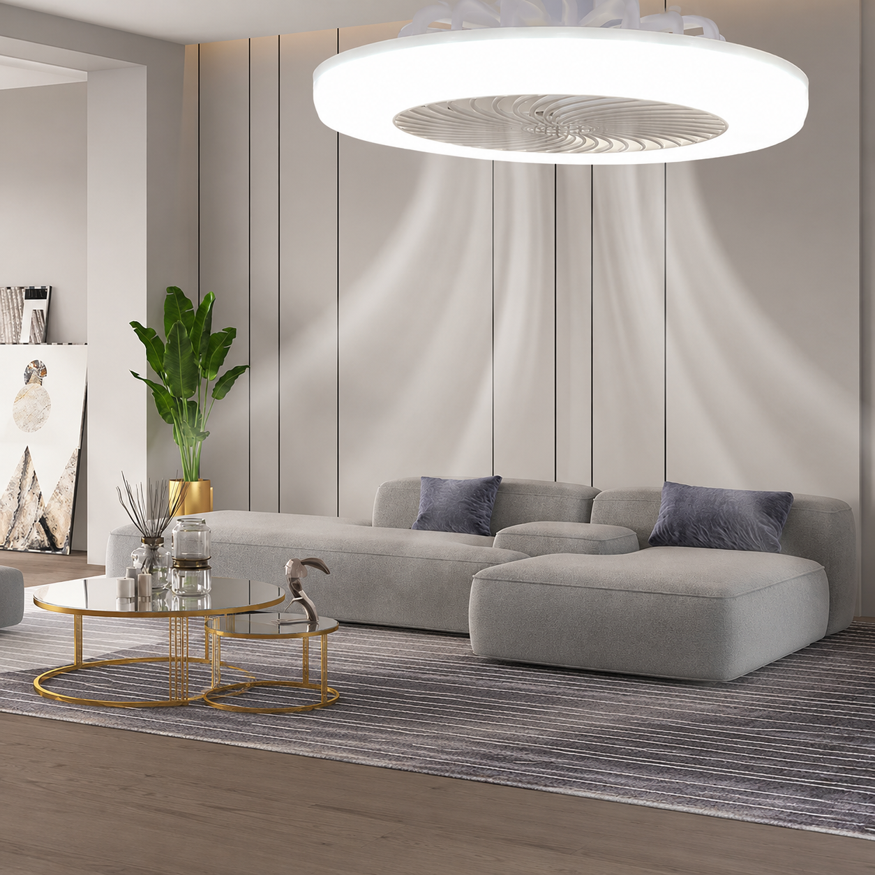 Ventilateur Plafond LED Télécommande Silencieux Intérieur