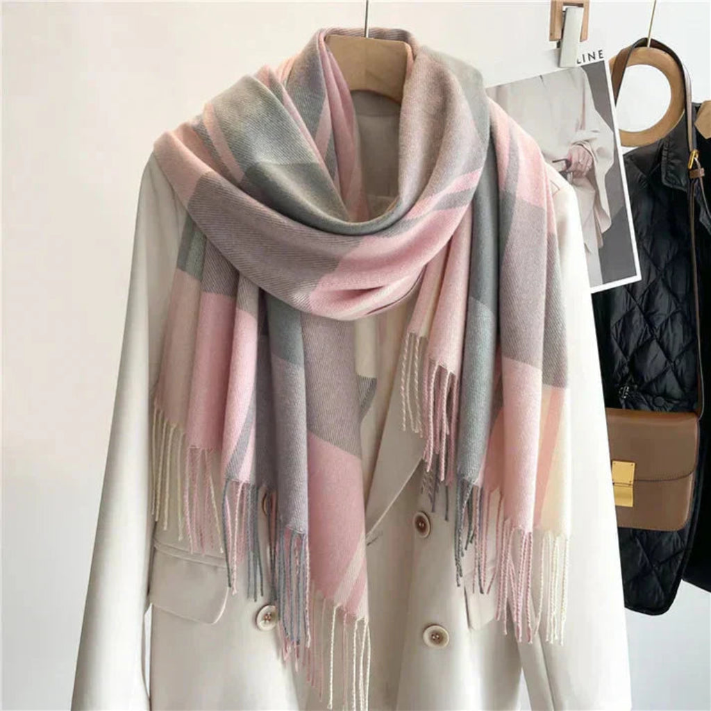 Scarf Women Checkered Pattern Winter Neck Wrap