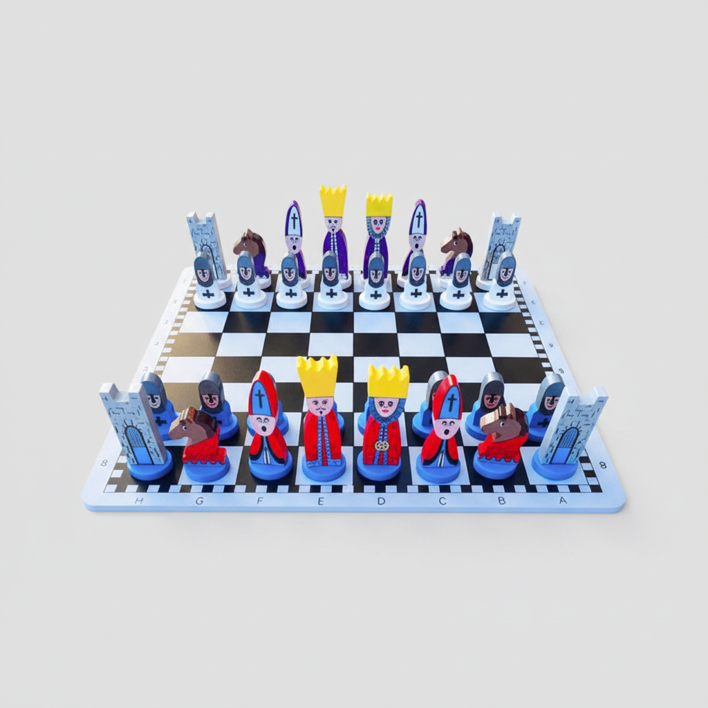 Educational Wooden Cartoon Chess Set - Image 3