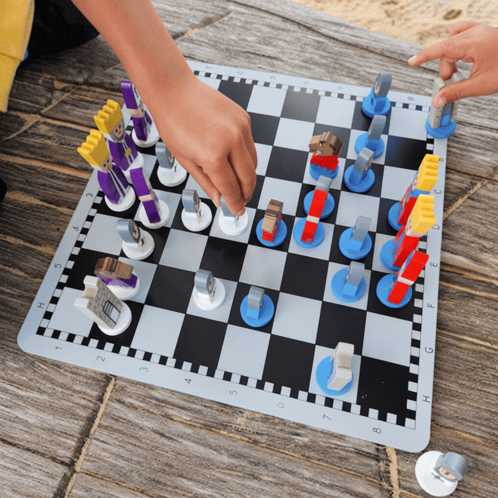 Educational Wooden Cartoon Chess Set - Image 4