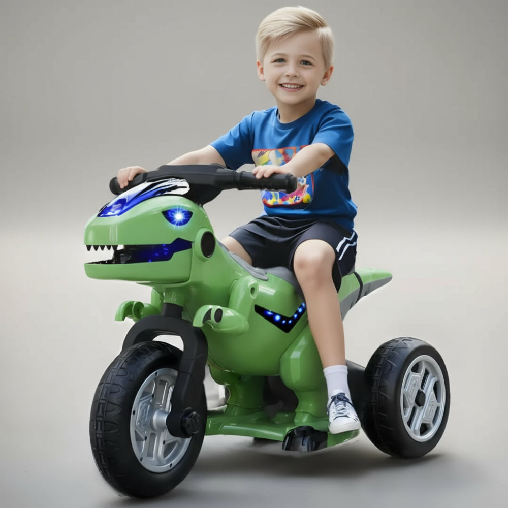 Kinder Elektro Motorrad Dreirad Dinosaurier 12V LED Musik Akku