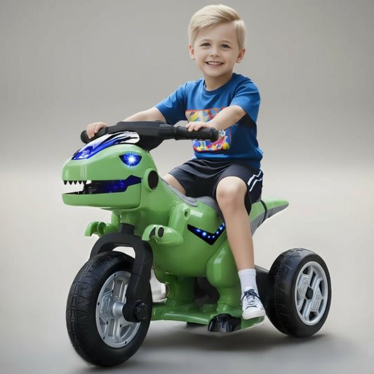 Kinder Elektro Motorrad Dreirad Dinosaurier 12V LED Musik Akku