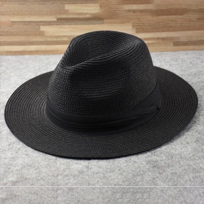 Clothing Accessories - Beige Straw Fedora Hat With Black Ribbon - Image 10