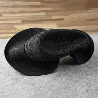 Clothing Accessories - Beige Straw Fedora Hat With Black Ribbon - Image 12