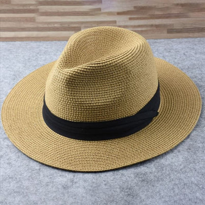 Clothing Accessories - Beige Straw Fedora Hat With Black Ribbon - Image 13