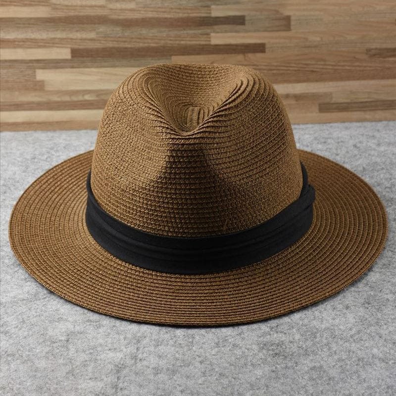 Clothing Accessories - Beige Straw Fedora Hat With Black Ribbon - Image 14