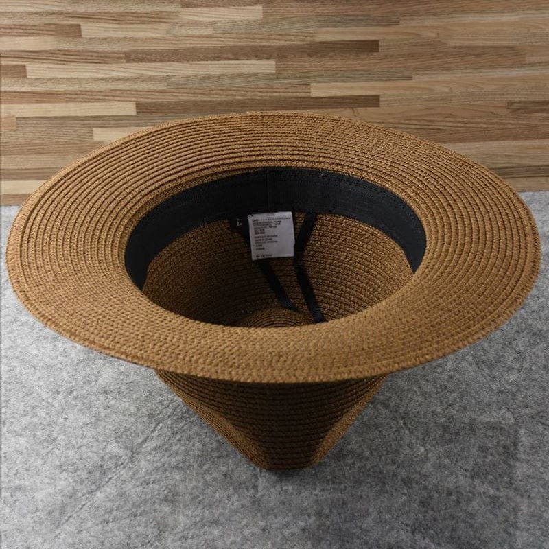 Clothing Accessories - Beige Straw Fedora Hat With Black Ribbon - Image 15