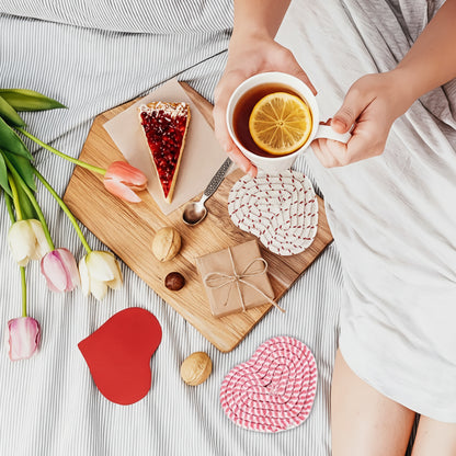 Set de Posavasos en Forma de Corazón Posavasos Prácticos de Corcho para Bebidas
