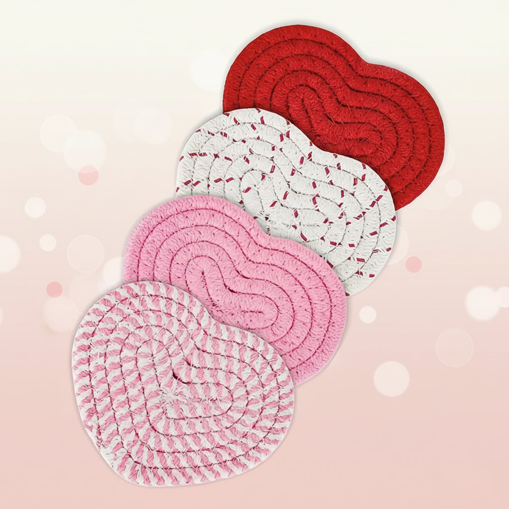 Set de Posavasos en Forma de Corazón Posavasos Prácticos de Corcho para Bebidas