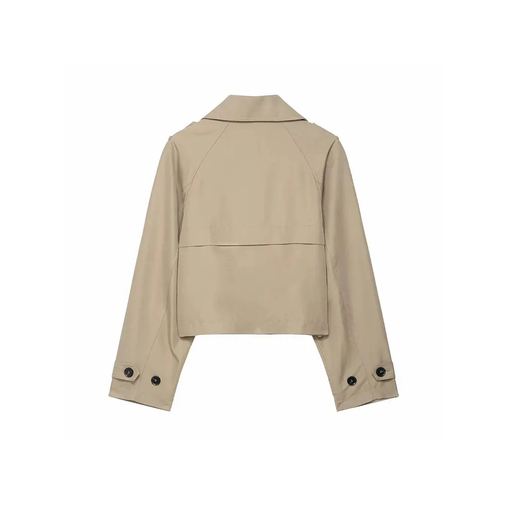 Damen Kurz Trench Jacke - Doppelreihig Tailliert Herbst