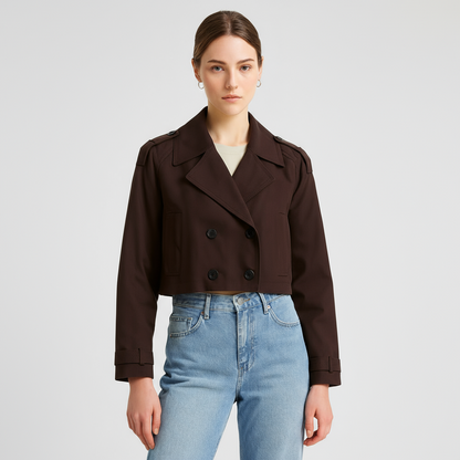 Damen Kurz Trench Jacke - Doppelreihig Tailliert Herbst