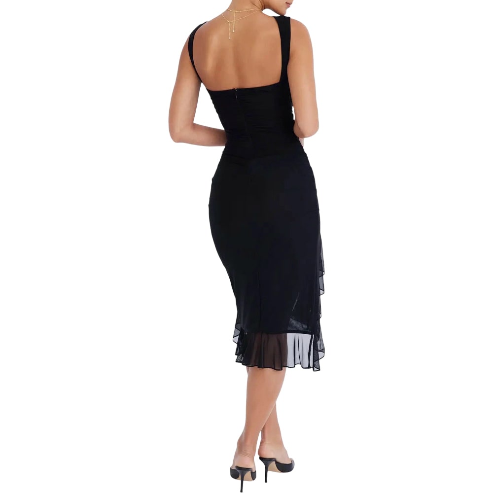 Cocktailkleid Midi Kleid Abendkleid Rüschendress Midi V-Neck Raffung - Image 3