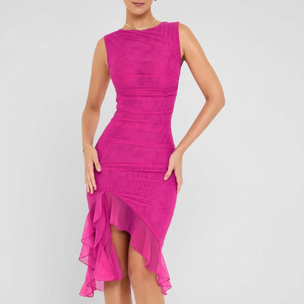 Cocktailkleid Midi Kleid Abendkleid Rüschendress Midi V-Neck Raffung - Image 4