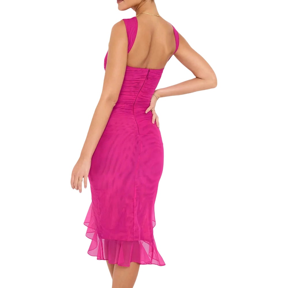 Cocktailkleid Midi Kleid Abendkleid Rüschendress Midi V-Neck Raffung - Image 5