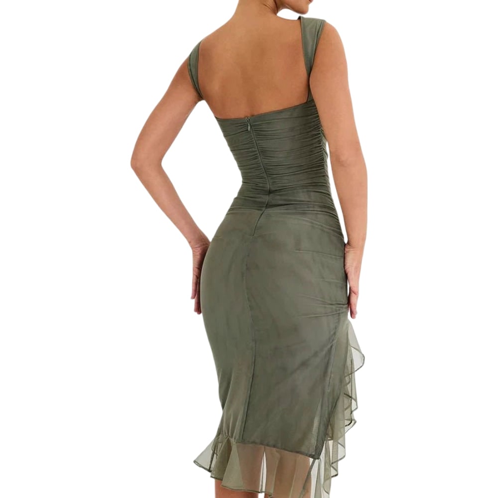 Cocktailkleid Midi Kleid Abendkleid Rüschendress Midi V-Neck Raffung - Image 7