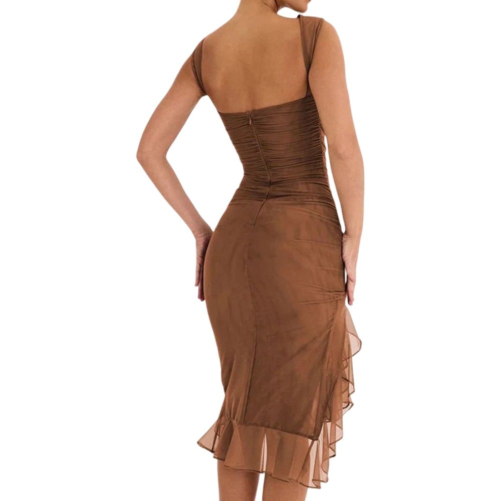 Cocktailkleid Midi Kleid Abendkleid Rüschendress Midi V-Neck Raffung - Image 9