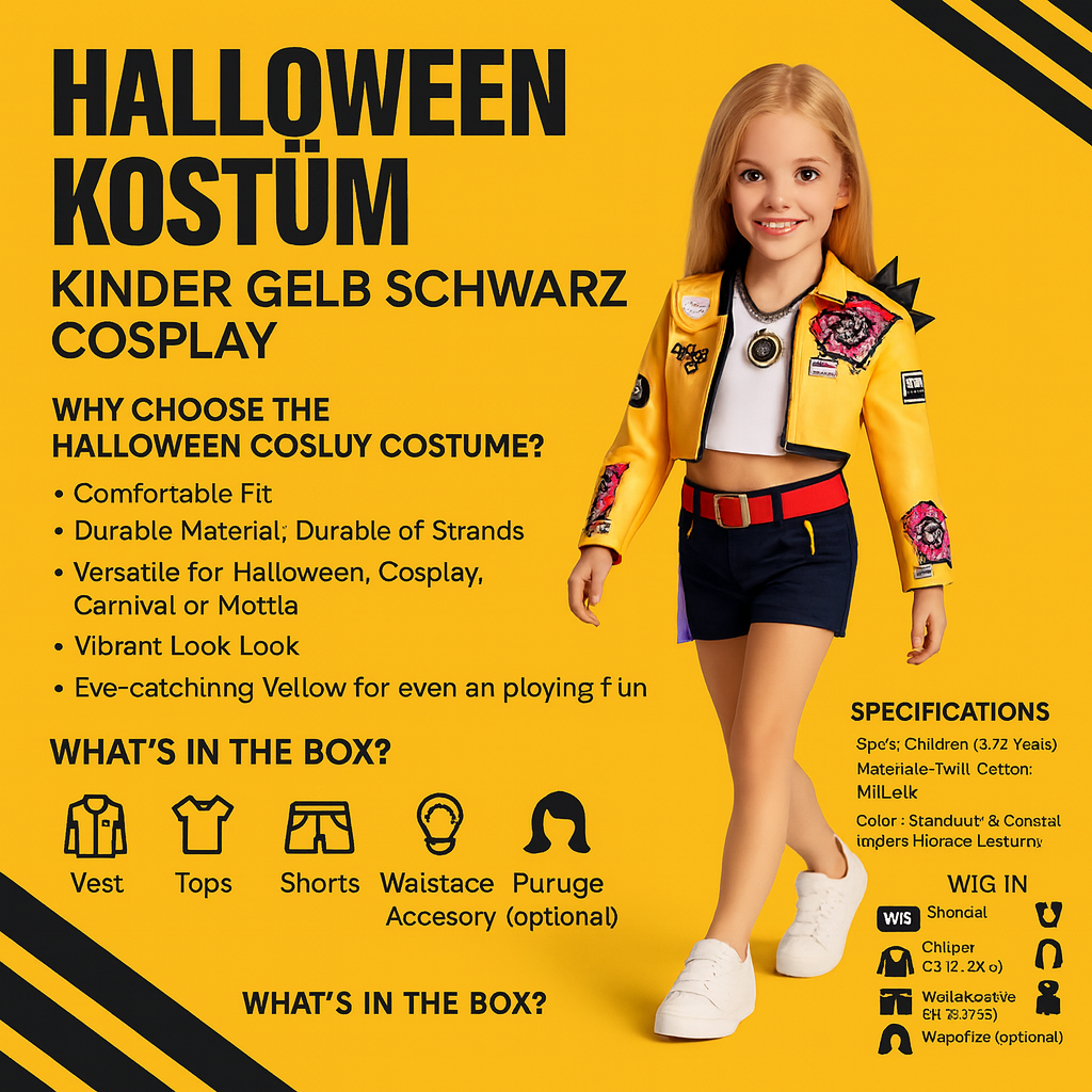 Kostüm Kinder Gelb Schwarz Cosplay