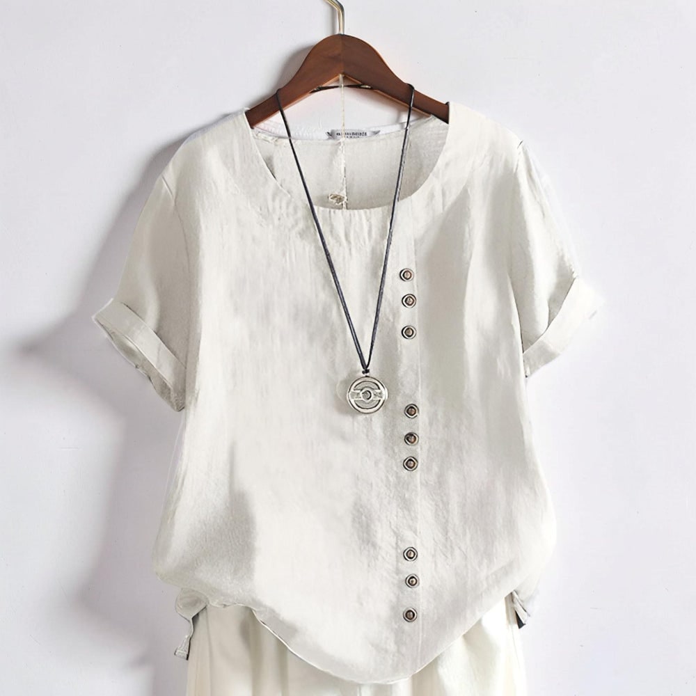 Damen Kurzarmshirt Casual Shirt Damen Knopfleiste - Image 2