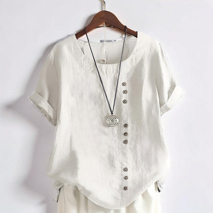 Damen Kurzarmshirt Casual Shirt Damen Knopfleiste - Image 2