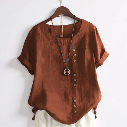 Damen Kurzarmshirt Casual Shirt Damen Knopfleiste - Image 3