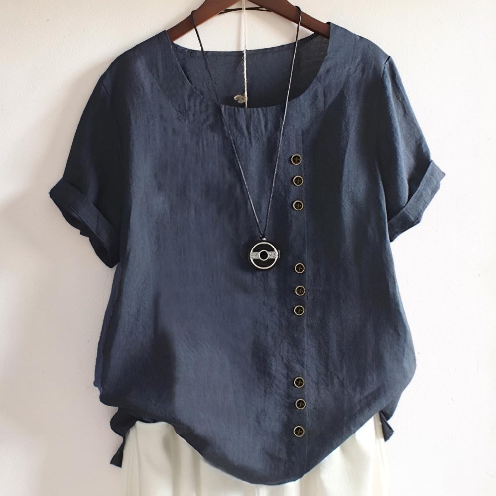 Damen Kurzarmshirt Casual Shirt Damen Knopfleiste - Image 4
