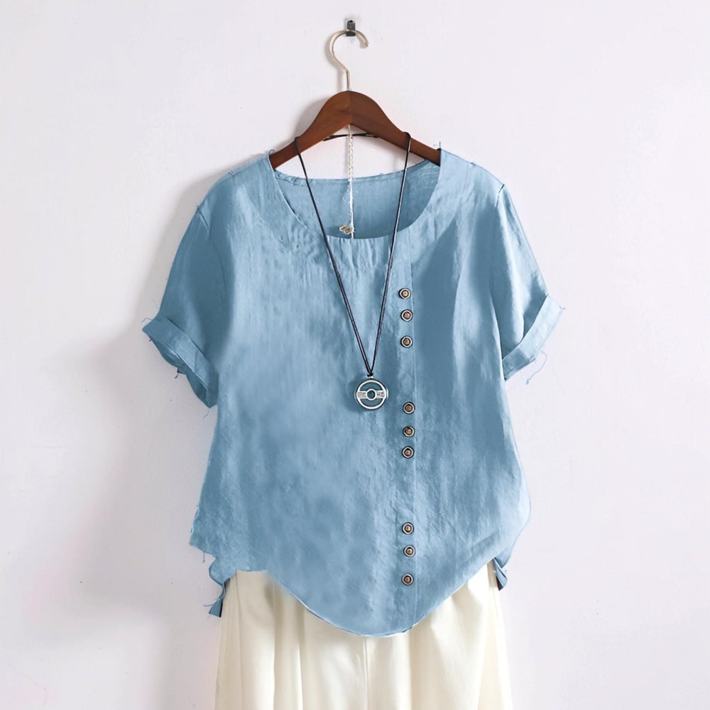 Damen Kurzarmshirt Casual Shirt Damen Knopfleiste - Image 5