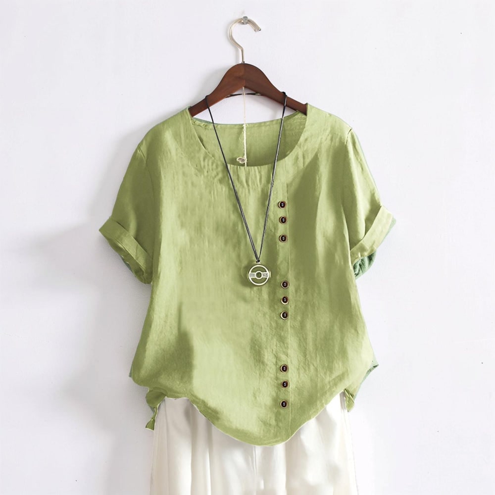 Damen Kurzarmshirt Casual Shirt Damen Knopfleiste - Image 7