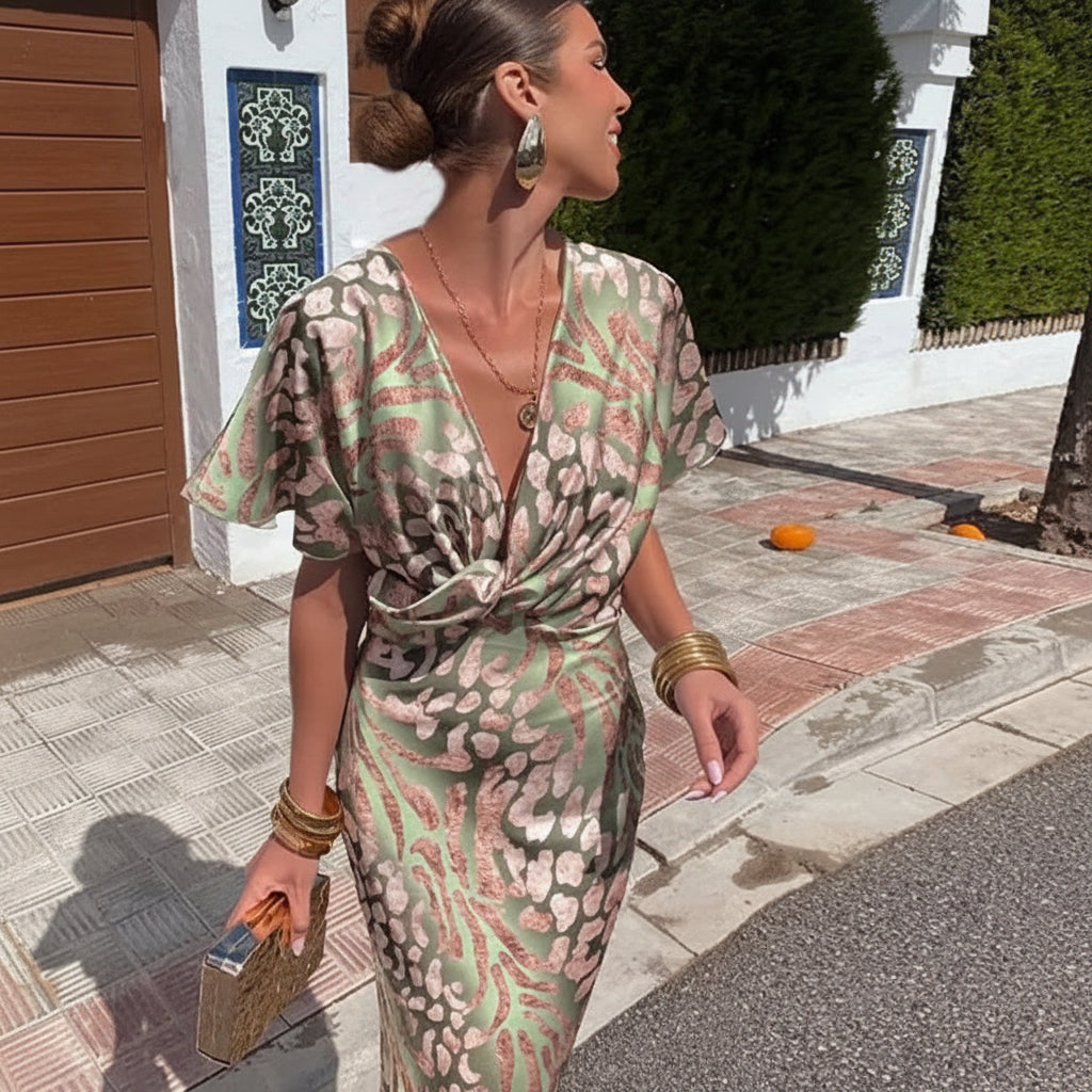 Damen Sommerkleid Kurzärmliges Midi - Image 1