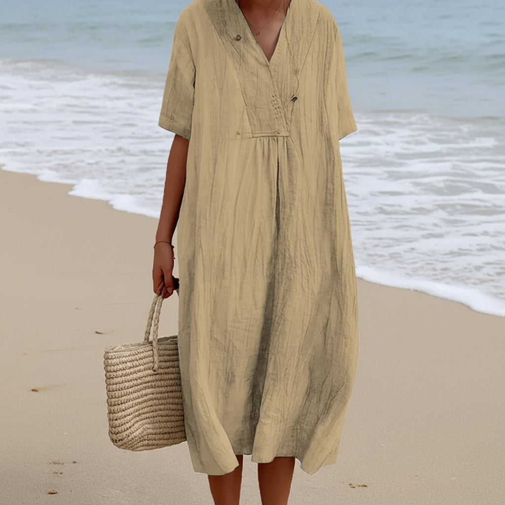 Damen SommerKleid Midi V-Ausschnitt - Image 10